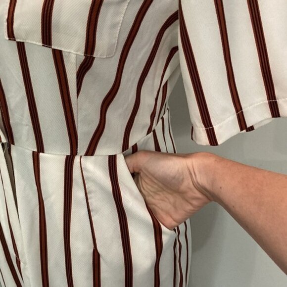 Nasty Gal White You're Just My Stripe Utility Jumpsuit​​​ - Picture 7 of 14